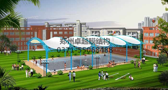 游泳池膜結構遮陽棚設計效果圖一