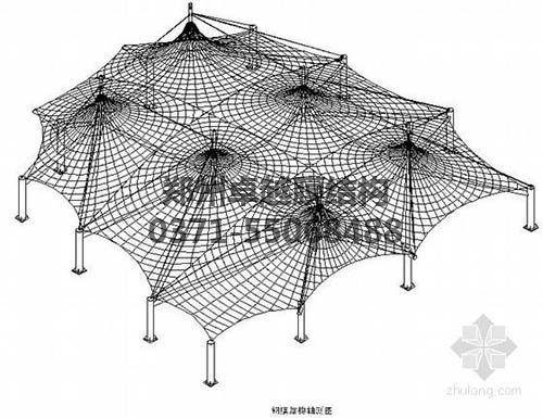 設計圖中可以看出索膜結構一般由膜材、索結構、支架結構三部分組成