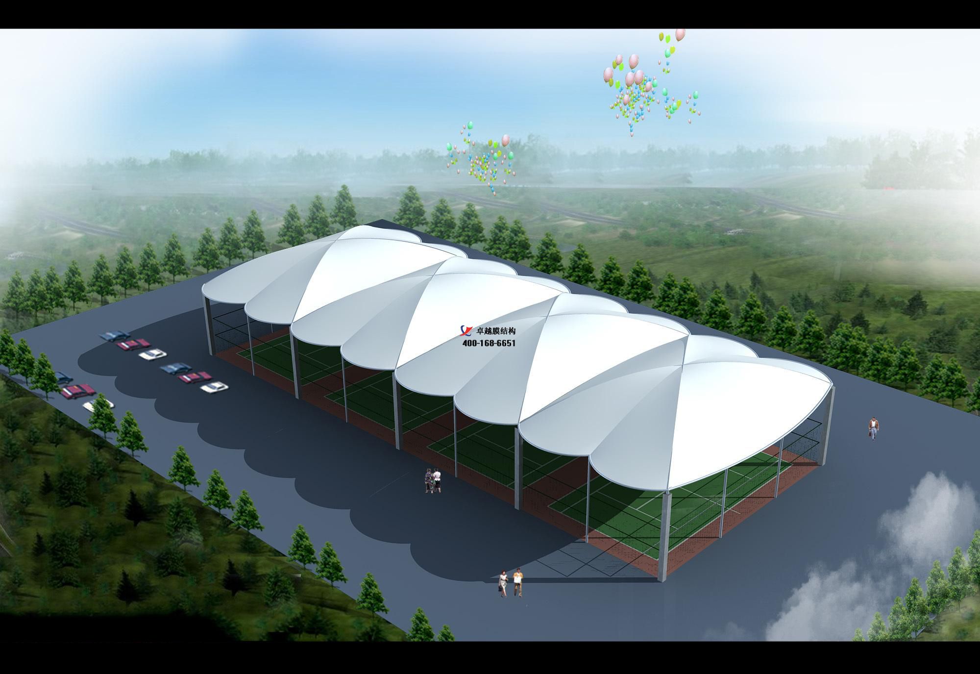   甘南膜結構網球場門球場籃球場（動嵐健身游泳籃球館）設計施工安裝案例