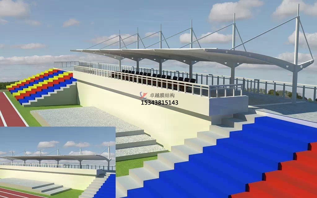 南樂縣<font color='red'>膜結構看臺</font>雨篷/主席臺/舞臺安裝專業生產廠家