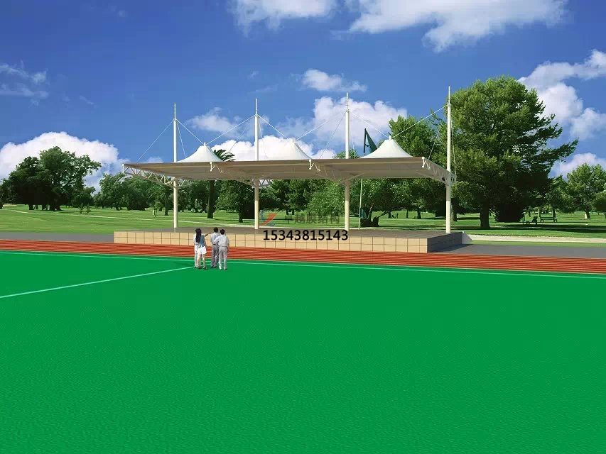 鎮坪體育公園膜結構【看臺雨棚】門球場案例