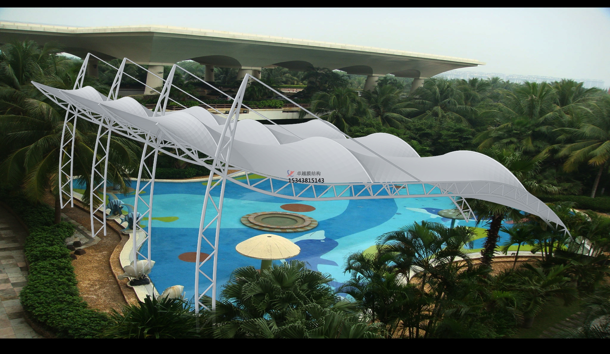 鶴壁膜結構水上樂園雨棚【膜結構施工】