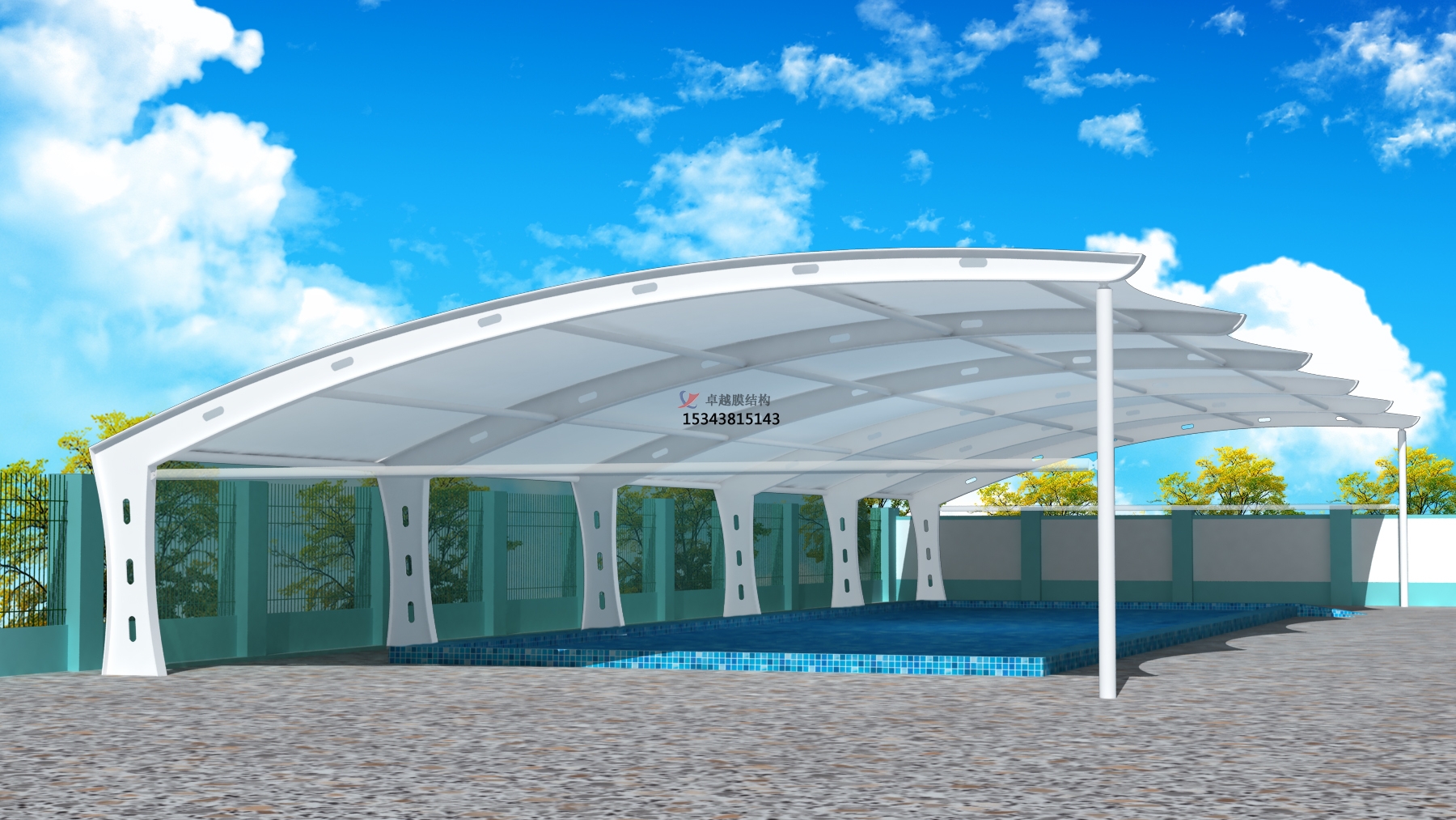 鶴壁膜結構游樂場遮陽棚【膜結構施工】