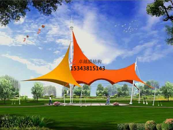 濮陽商業(yè)廣場<font color='red'>張拉膜結(jié)構(gòu)</font>景觀棚/雨棚設(shè)計(jì)搭建