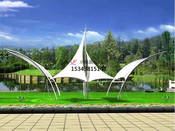 許昌商業(yè)廣場<font color='red'>張拉膜結(jié)構(gòu)</font>景觀棚/雨棚設(shè)計(jì)搭建