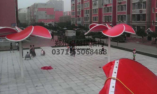 西安張拉膜遮陽棚生產廠家設計施工【西安外國語大學張拉膜遮陽棚】等項目